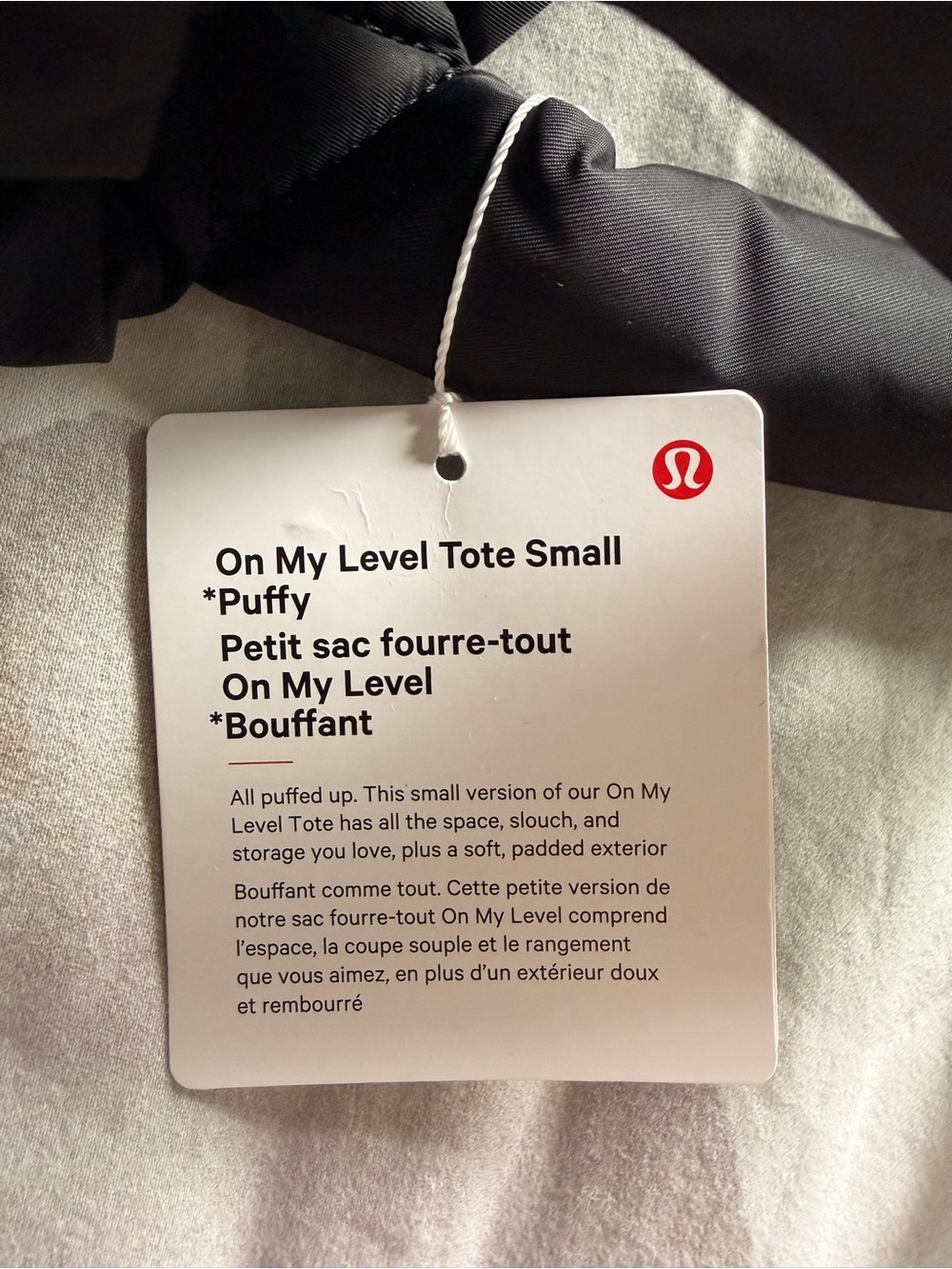 Lululemon On My Level Puffer Tote Bag Small in Black NWT - Picture 2 of 7